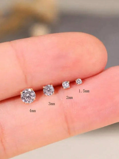 20PCS Golden Silvery Thin Nose Studs Set For Women Men 1.5mm-4mm Shiny CZ Nose Pins With L Shape, Straight, And Ball End – Nose Piercing Jewelry Case