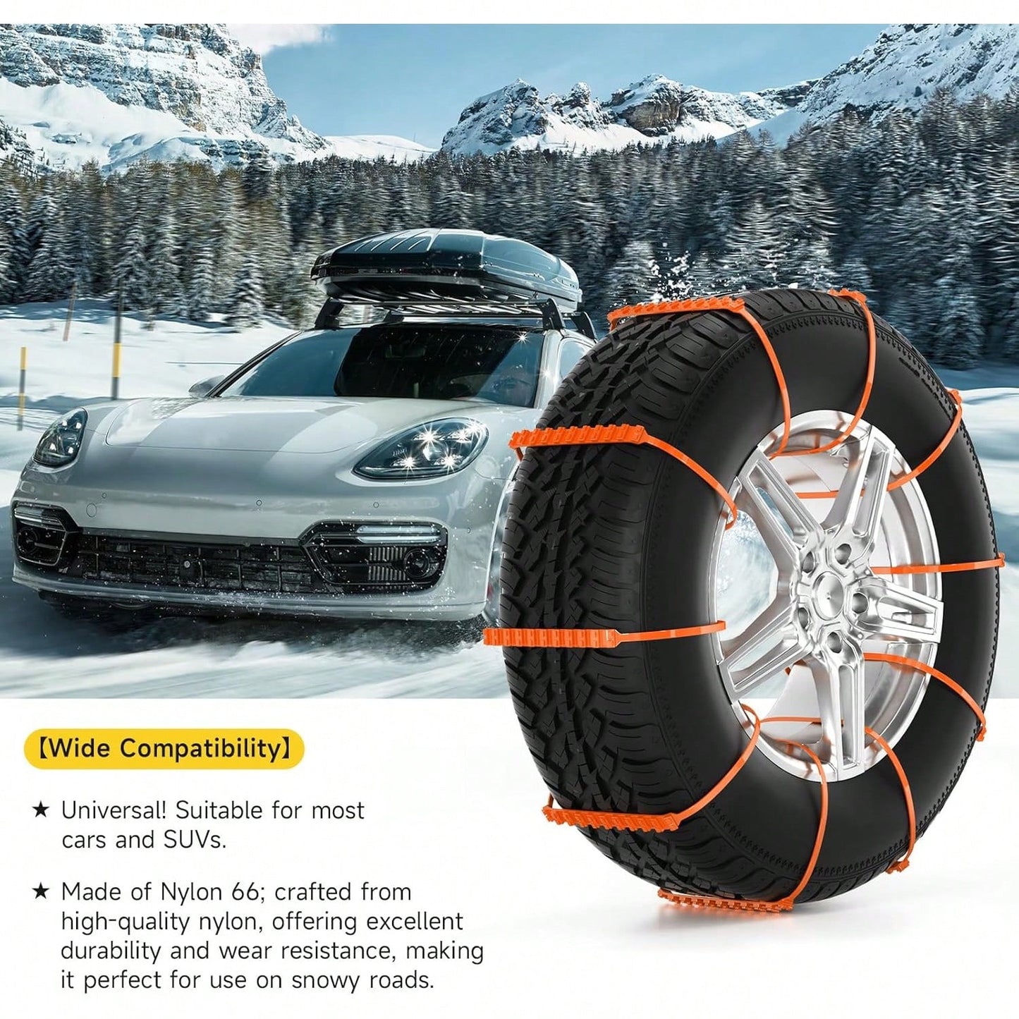 20pcs Of Car Emergency Anti-Slip Chains, Designed For Winter Driving To Prevent Slipping, Quick Installation Of Ice And Snow Chains, Suitable For Cars, Suvs, And Trucks, Ideal For Harsh Weather Condit