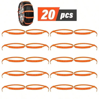 20pcs Of Car Emergency Anti-Slip Chains, Designed For Winter Driving To Prevent Slipping, Quick Installation Of Ice And Snow Chains, Suitable For Cars, Suvs, And Trucks, Ideal For Harsh Weather Condit