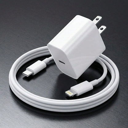 20W Apple Fast Charging Set [USB-C Fast Charging Adapter + 3.3FT/100CM Long USB-C To Apple Lightning Charging Cable Efficient Data Transfer Cable], Compatible With IPhone 14 13 12 Series Portable Char