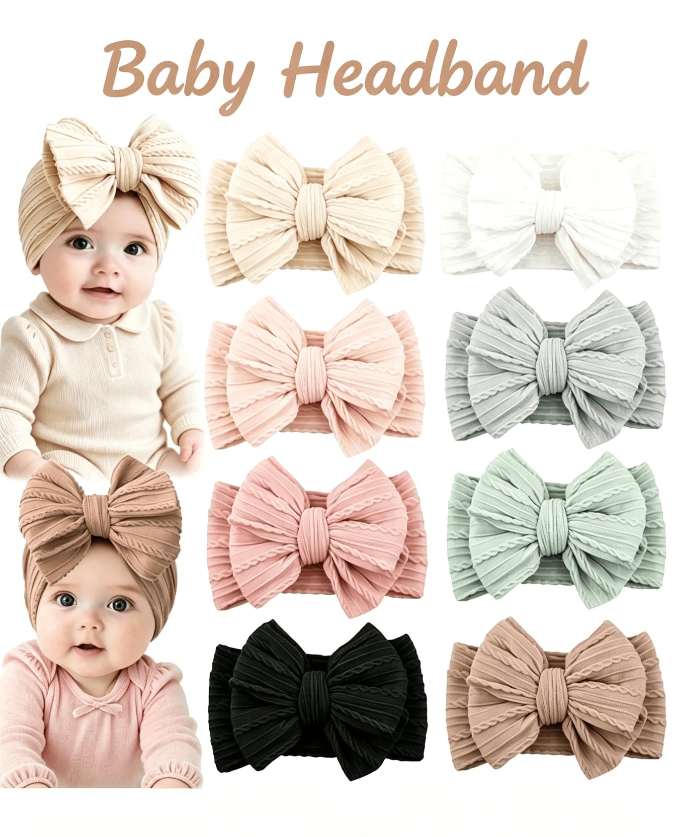 22 PCS Baby Headbands Soft Nylon Hairbands With Bows Girls Hair Accessories For Newborn Infant Toddler Kids Handmade,Baby Bows,Baby Girl Bows