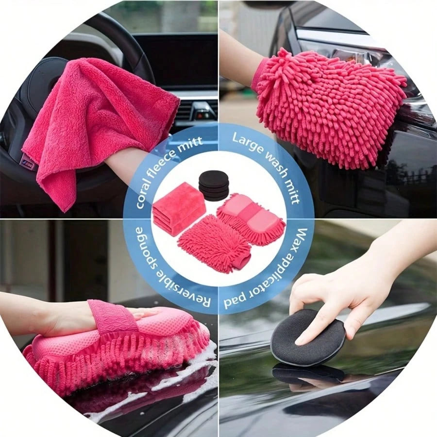 22-Piece Car Cleaning Tool Set, Beauty Set With Canvas Bag, Foldable Water Bucket, Car Wash Gloves, Sponge Towels, Tire Brush, Glass Scraper, Dust Remover.Blue