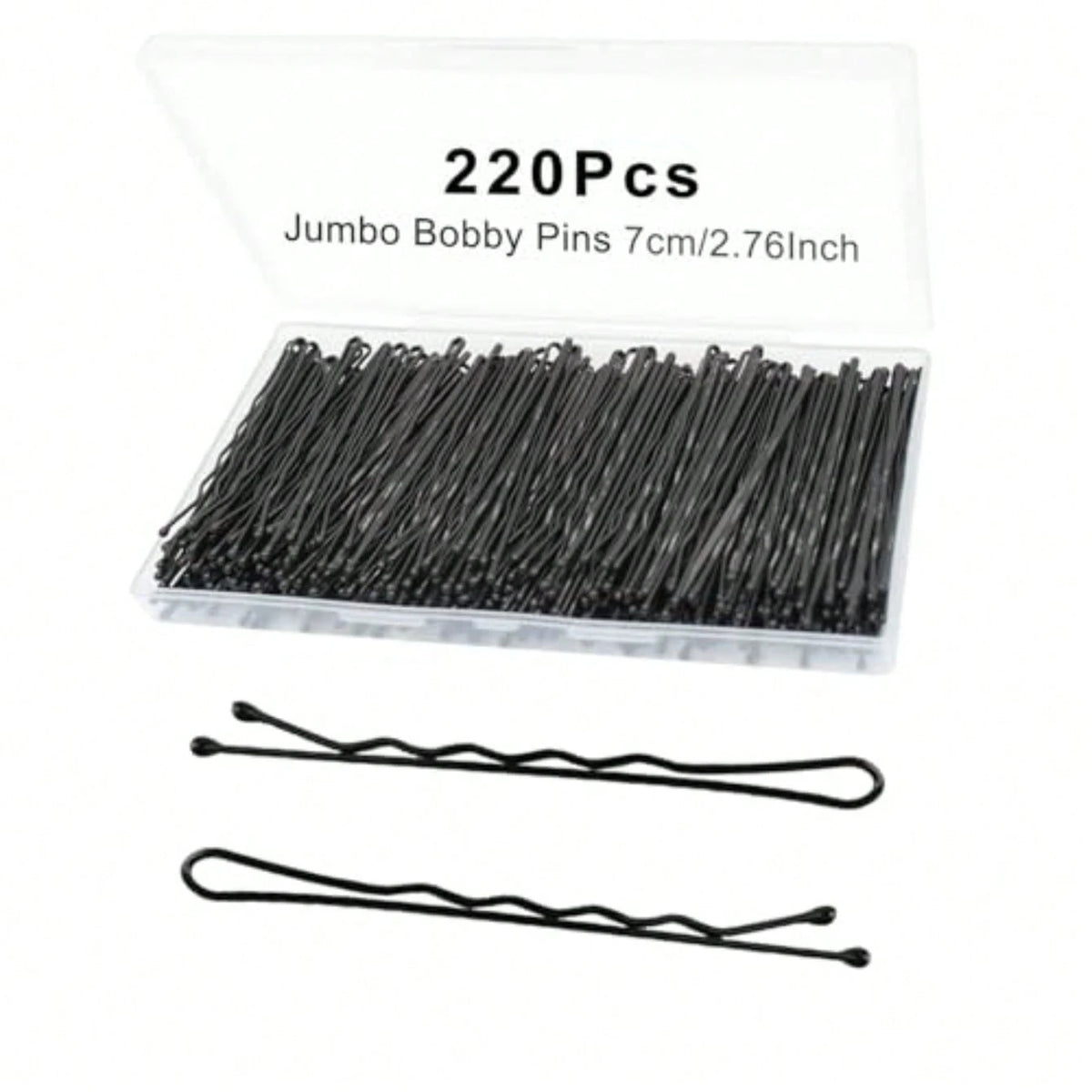 220pcs Large 2.76-Inch Bobby Pins For Women, Super Grip Black Hair Clips With Box- Reusable Non-Slip Pins For Thick, Long Hair