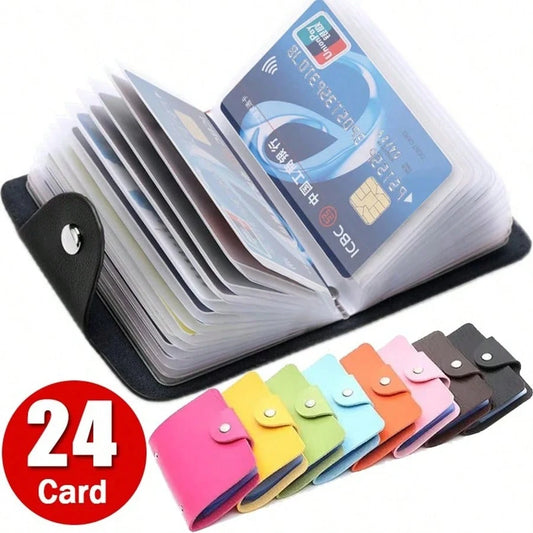 24 Slots Card Holder Bag, Simple Solid Color Pocket Case, Credit ID Card Organizer For Men And Women, Leather Card Holder Travel Must-Haves For Women Wallet Mini Wallet Purse Wallet Card Wallet