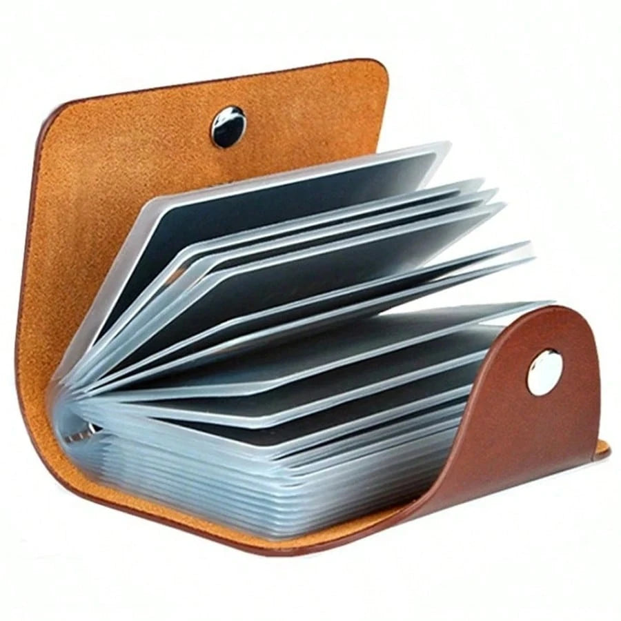 24 Slots Card Holder Bag, Simple Solid Color Pocket Case, Credit ID Card Organizer For Men And Women, Leather Card Holder Travel Must-Haves For Women Wallet Mini Wallet Purse Wallet Card Wallet