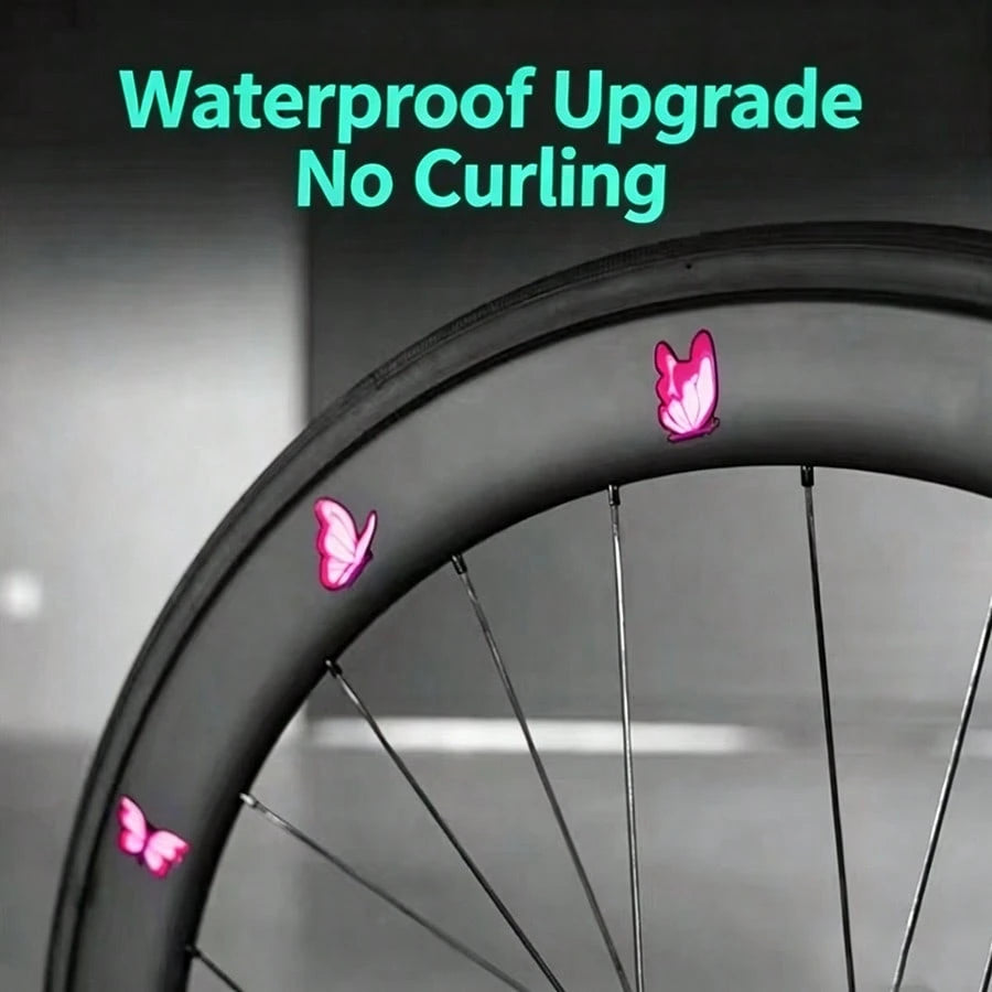 24pc Road Bike Butterfly Stickers/Dynamic Tire Stickers/Mountain Bike, Bicycle Creative Waterproof Decorative Stickers
