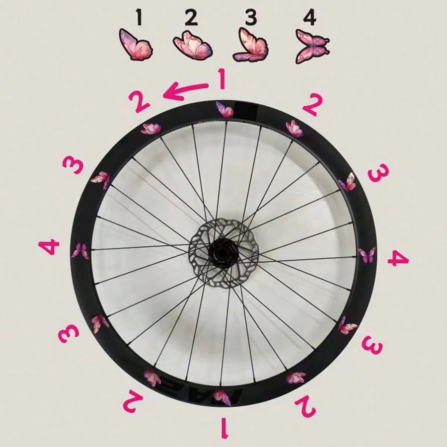 24pc Road Bike Butterfly Stickers/Dynamic Tire Stickers/Mountain Bike, Bicycle Creative Waterproof Decorative Stickers