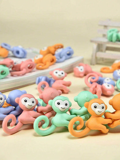 24pcs Mini 3D Cute Monkey Pencil Erasers, Monkey Erasers, Hanging Pencil Erasers, Suitable For Classroom Rewards, Party Favors, Back To School Gifts And Friend Exchange