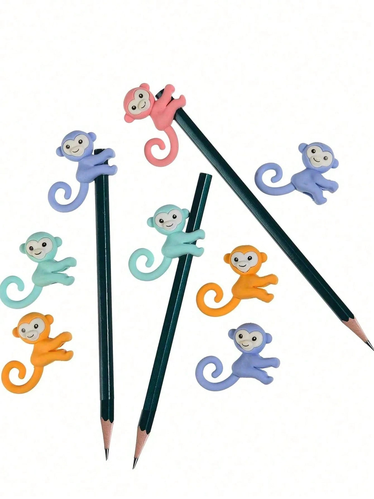 24pcs Mini 3D Cute Monkey Pencil Erasers, Monkey Erasers, Hanging Pencil Erasers, Suitable For Classroom Rewards, Party Favors, Back To School Gifts And Friend Exchange
