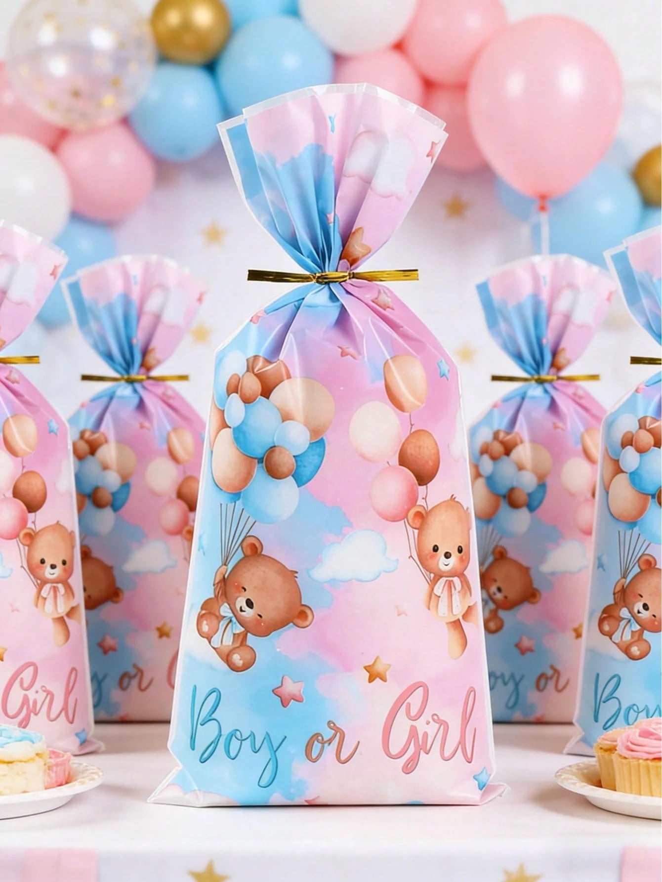 25/50pcs Blue & Pink Gender Reveal Packaging Bags, Candy Bags, Boy Or Girl, 1st Birthday, Party Gift Packaging Supplies, Dessert Bags, Baking Packaging, Packaging, Party Bags, Party Dessert Packaging