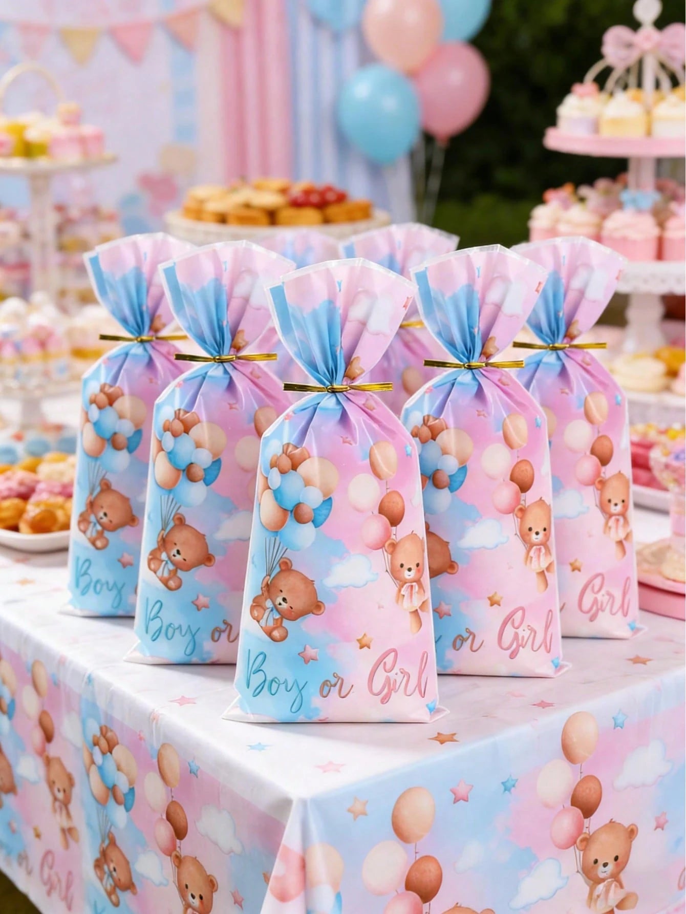 25/50pcs Blue & Pink Gender Reveal Packaging Bags, Candy Bags, Boy Or Girl, 1st Birthday, Party Gift Packaging Supplies, Dessert Bags, Baking Packaging, Packaging, Party Bags, Party Dessert Packaging
