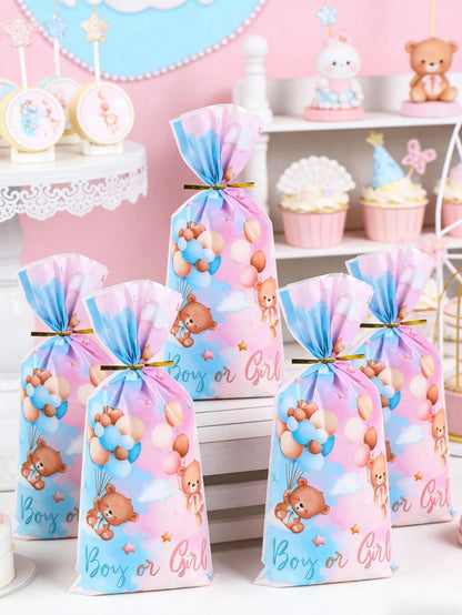 25/50pcs Blue & Pink Gender Reveal Packaging Bags, Candy Bags, Boy Or Girl, 1st Birthday, Party Gift Packaging Supplies, Dessert Bags, Baking Packaging, Packaging, Party Bags, Party Dessert Packaging