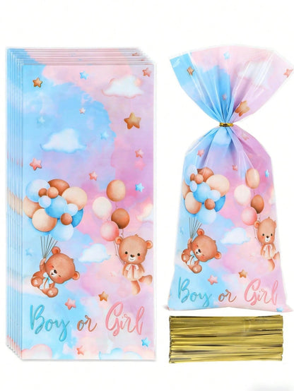 25/50pcs Blue & Pink Gender Reveal Packaging Bags, Candy Bags, Boy Or Girl, 1st Birthday, Party Gift Packaging Supplies, Dessert Bags, Baking Packaging, Packaging, Party Bags, Party Dessert Packaging