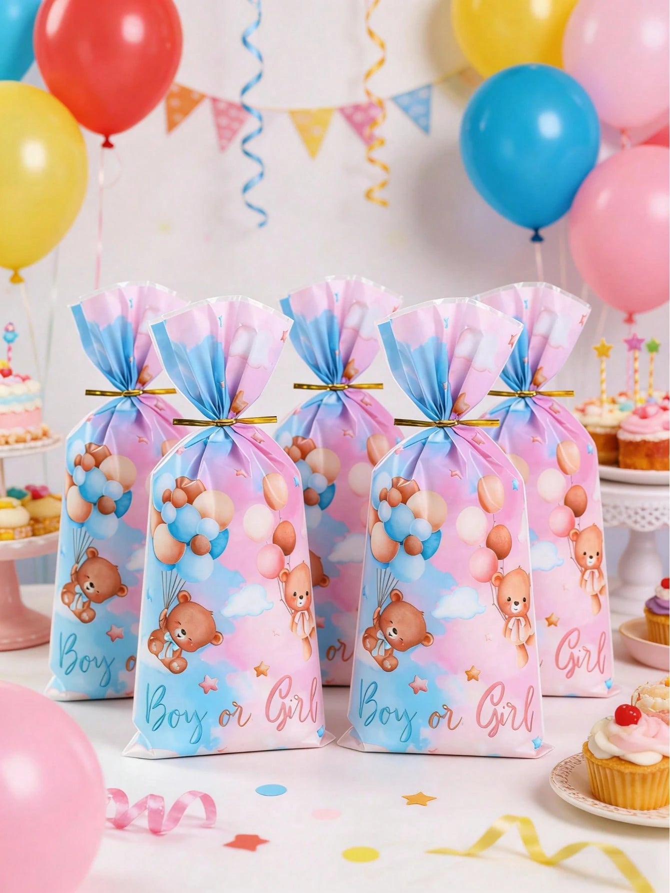25/50pcs Blue & Pink Gender Reveal Packaging Bags, Candy Bags, Boy Or Girl, 1st Birthday, Party Gift Packaging Supplies, Dessert Bags, Baking Packaging, Packaging, Party Bags, Party Dessert Packaging
