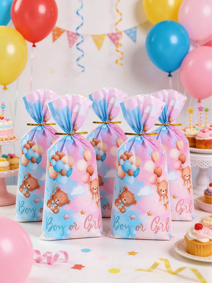 25/50pcs Blue & Pink Gender Reveal Packaging Bags, Candy Bags, Boy Or Girl, 1st Birthday, Party Gift Packaging Supplies, Dessert Bags, Baking Packaging, Packaging, Party Bags, Party Dessert Packaging