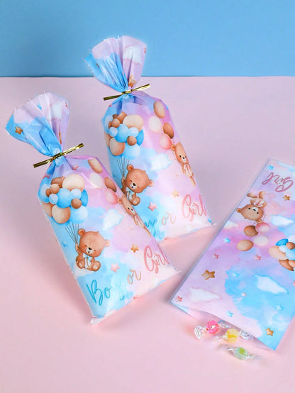 25/50pcs Blue & Pink Gender Reveal Packaging Bags, Candy Bags, Boy Or Girl, 1st Birthday, Party Gift Packaging Supplies, Dessert Bags, Baking Packaging, Packaging, Party Bags, Party Dessert Packaging