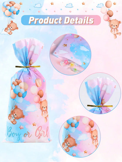 25/50pcs Blue & Pink Gender Reveal Packaging Bags, Candy Bags, Boy Or Girl, 1st Birthday, Party Gift Packaging Supplies, Dessert Bags, Baking Packaging, Packaging, Party Bags, Party Dessert Packaging