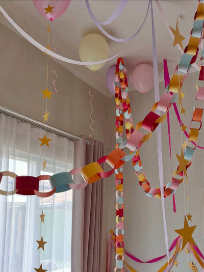27ft Rainbow Paper Chain Set: DIY Party Decorations, Double-Sided Rainbow Color Paper Chains, Versatile For Kindergarten Banners, Classroom Decor, Rainbow Paper Chain Decorations Suitable For Baby Sho