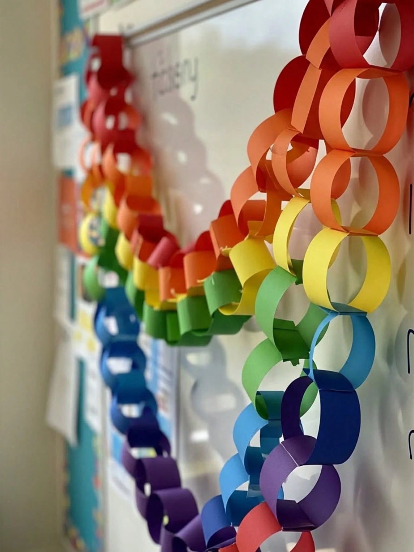 27ft Rainbow Paper Chain Set: DIY Party Decorations, Double-Sided Rainbow Color Paper Chains, Versatile For Kindergarten Banners, Classroom Decor, Rainbow Paper Chain Decorations Suitable For Baby Sho