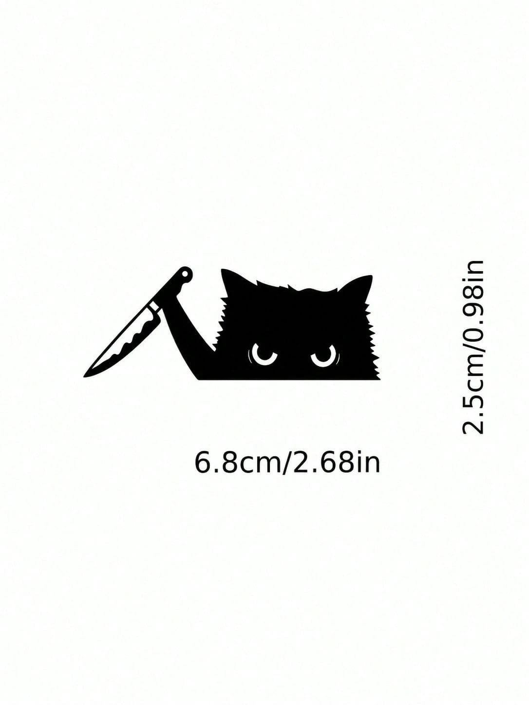 2D Flat Cat Peeking With Knife Vinyl Car Sticker, Cute Kitten Peeping Decal For Auto Truck Motorcycle Laptop Tablet Phone, Funny Animal Car Accessory, Cute Holiday Gift