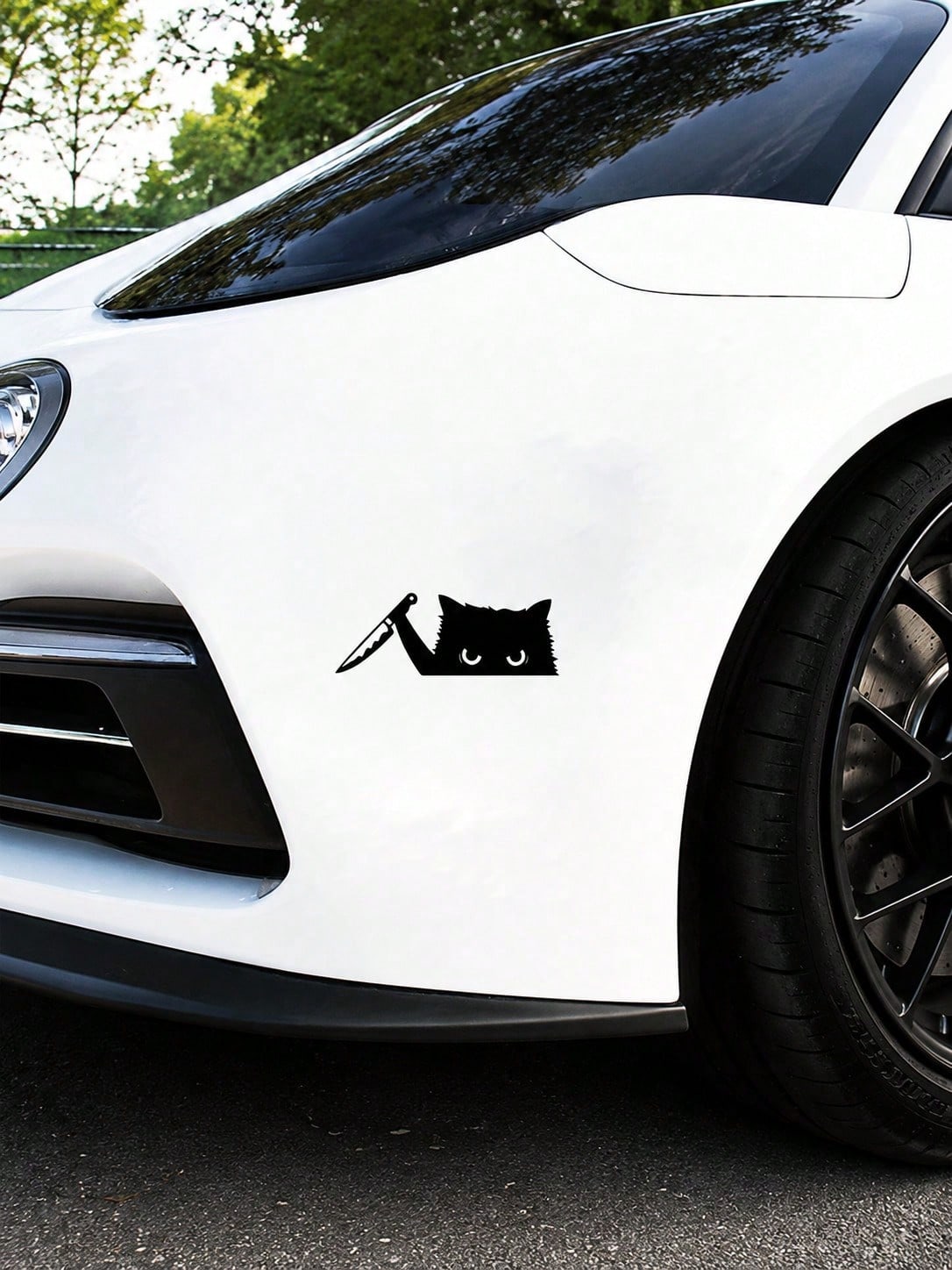 2D Flat Cat Peeking With Knife Vinyl Car Sticker, Cute Kitten Peeping Decal For Auto Truck Motorcycle Laptop Tablet Phone, Funny Animal Car Accessory, Cute Holiday Gift