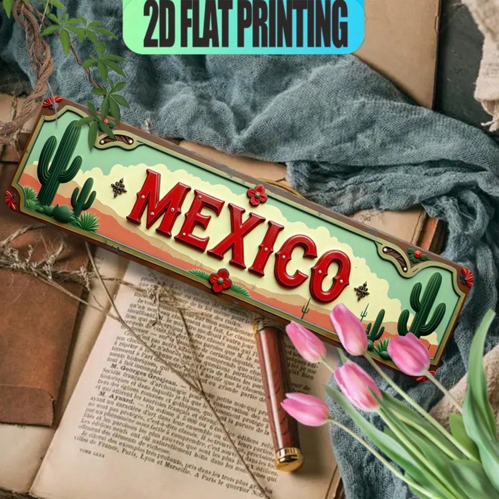 2D Flat Design, 1pc Vintage Metal Wall Decor With A Mexican Theme- Retro Letter Decoration From Mexico- Suitable For Signs In Homes, Bars, Cafes, An