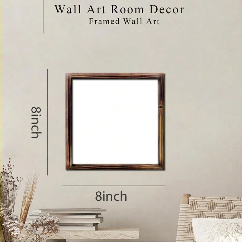 2D Flat, 1 Piece Vintage 8x8inch Faux Wood Frame Christmas Wall Decoration- Snowy Forest Gnomes And Mountain Scene, Red And Green Festive Colors, No Electricity Required, Rustic Farmhouse Style, Suit
