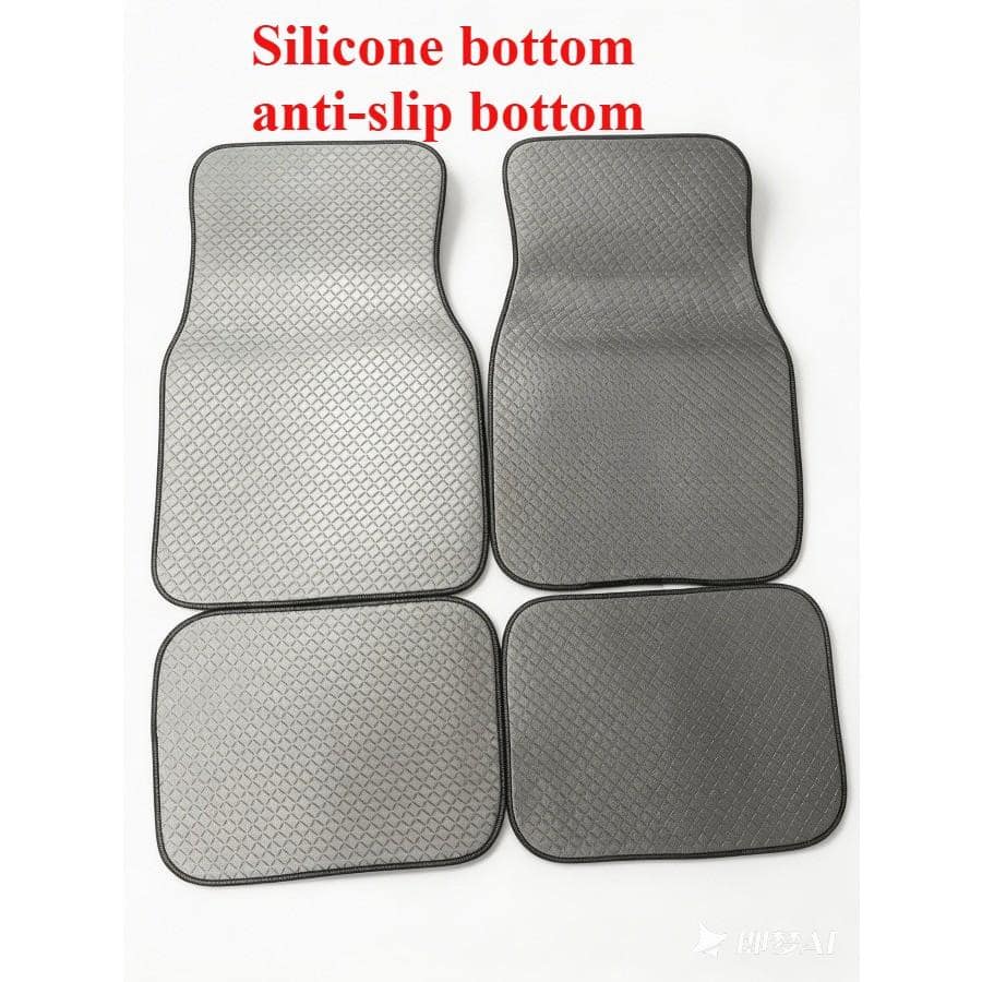 2D, 4-Piece Set High-End Tech Green Edge Background Print Car Floor Mats- Easy To Clean And Maintain, Suitable For Driver's Seat Decoration And Protection Accessories, Fashionable And Modern Interior