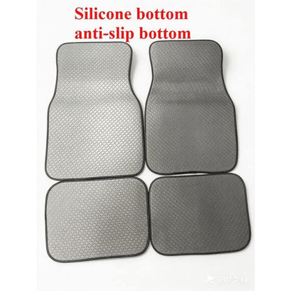 2D, 4-Piece Set High-End Tech Green Edge Background Print Car Floor Mats- Easy To Clean And Maintain, Suitable For Driver's Seat Decoration And Protection Accessories, Fashionable And Modern Interior