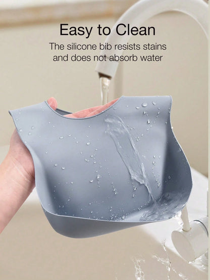 2pcs/1pc Baby Silicone Bibs- Leakproof, Stain-Resistant, Soft, Adjustable, Boil-, Portable, Cartoon Design, Suitable For Baby Daily Use And Outdoor Dining