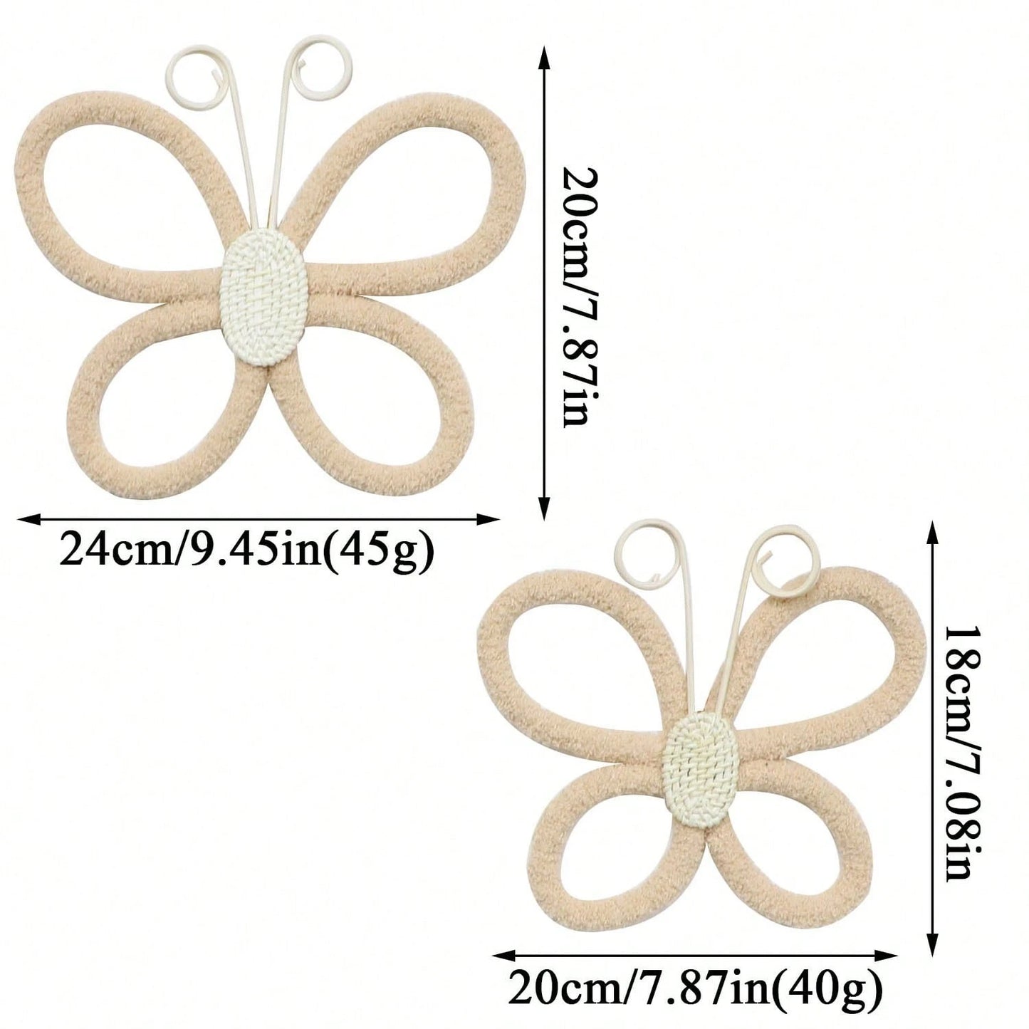 2pcs 3D Handmade Woven Butterfly Wall Decor, Nordic Boho Style! Cute Wall Hanging Ornaments For Kids Room, Living Room, Bedroom, Home Decor, Daily & Holiday, Shopping Mall Atmosphere Props, Create A C