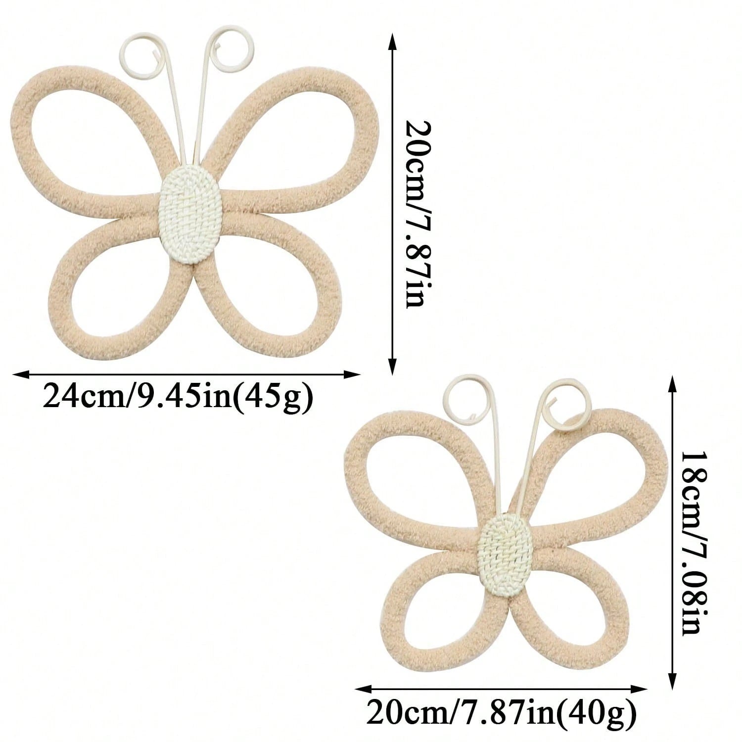 2pcs 3D Handmade Woven Butterfly Wall Decor, Nordic Boho Style! Cute Wall Hanging Ornaments For Kids Room, Living Room, Bedroom, Home Decor, Daily & Holiday, Shopping Mall Atmosphere Props, Create A C