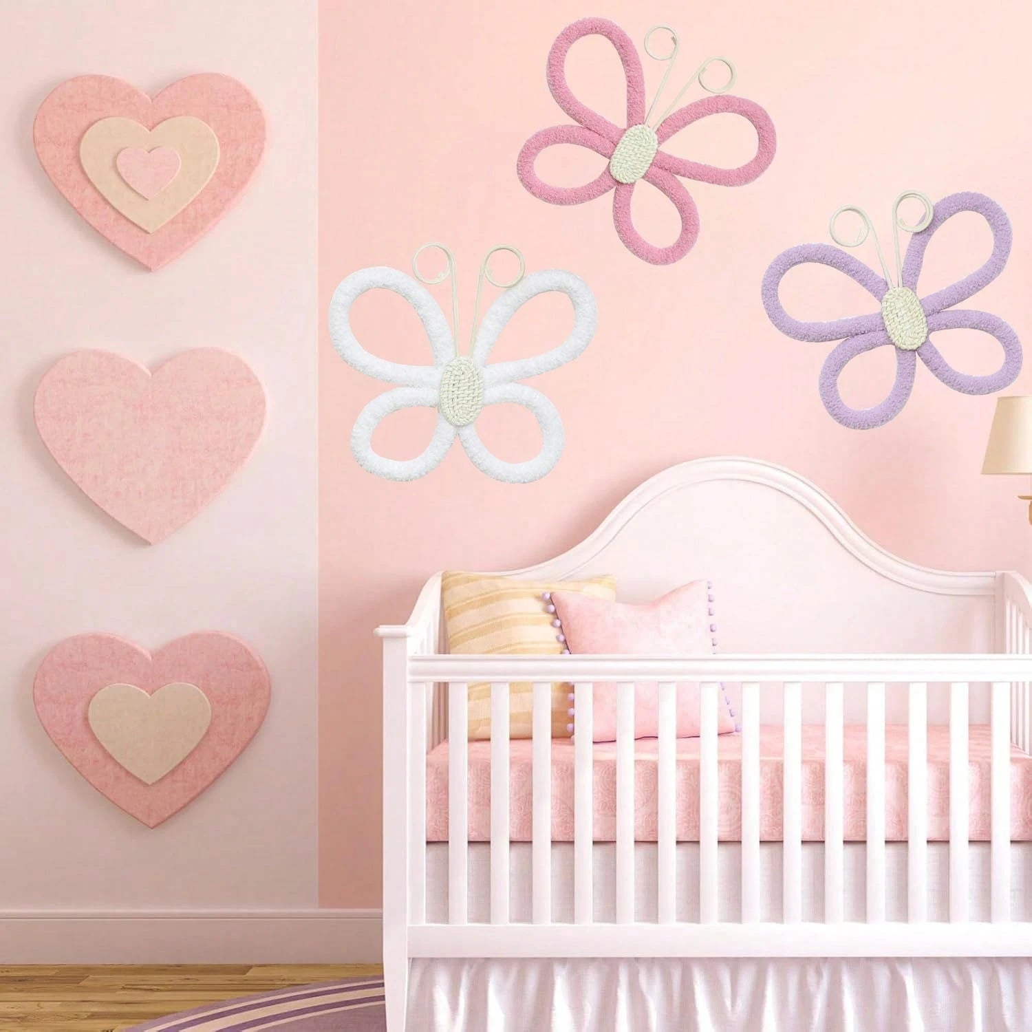 2pcs 3D Handmade Woven Butterfly Wall Decor, Nordic Boho Style! Cute Wall Hanging Ornaments For Kids Room, Living Room, Bedroom, Home Decor, Daily & Holiday, Shopping Mall Atmosphere Props, Create A C