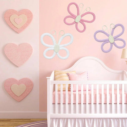 2pcs 3D Handmade Woven Butterfly Wall Decor, Nordic Boho Style! Cute Wall Hanging Ornaments For Kids Room, Living Room, Bedroom, Home Decor, Daily & Holiday, Shopping Mall Atmosphere Props, Create A C