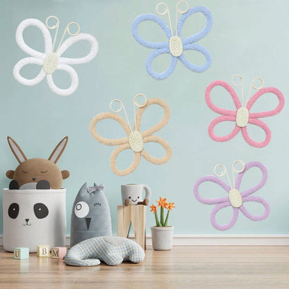 2pcs 3D Handmade Woven Butterfly Wall Decor, Nordic Boho Style! Cute Wall Hanging Ornaments For Kids Room, Living Room, Bedroom, Home Decor, Daily & Holiday, Shopping Mall Atmosphere Props, Create A C