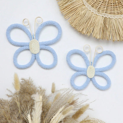 2pcs 3D Handmade Woven Butterfly Wall Decor, Nordic Boho Style! Cute Wall Hanging Ornaments For Kids Room, Living Room, Bedroom, Home Decor, Daily & Holiday, Shopping Mall Atmosphere Props, Create A C