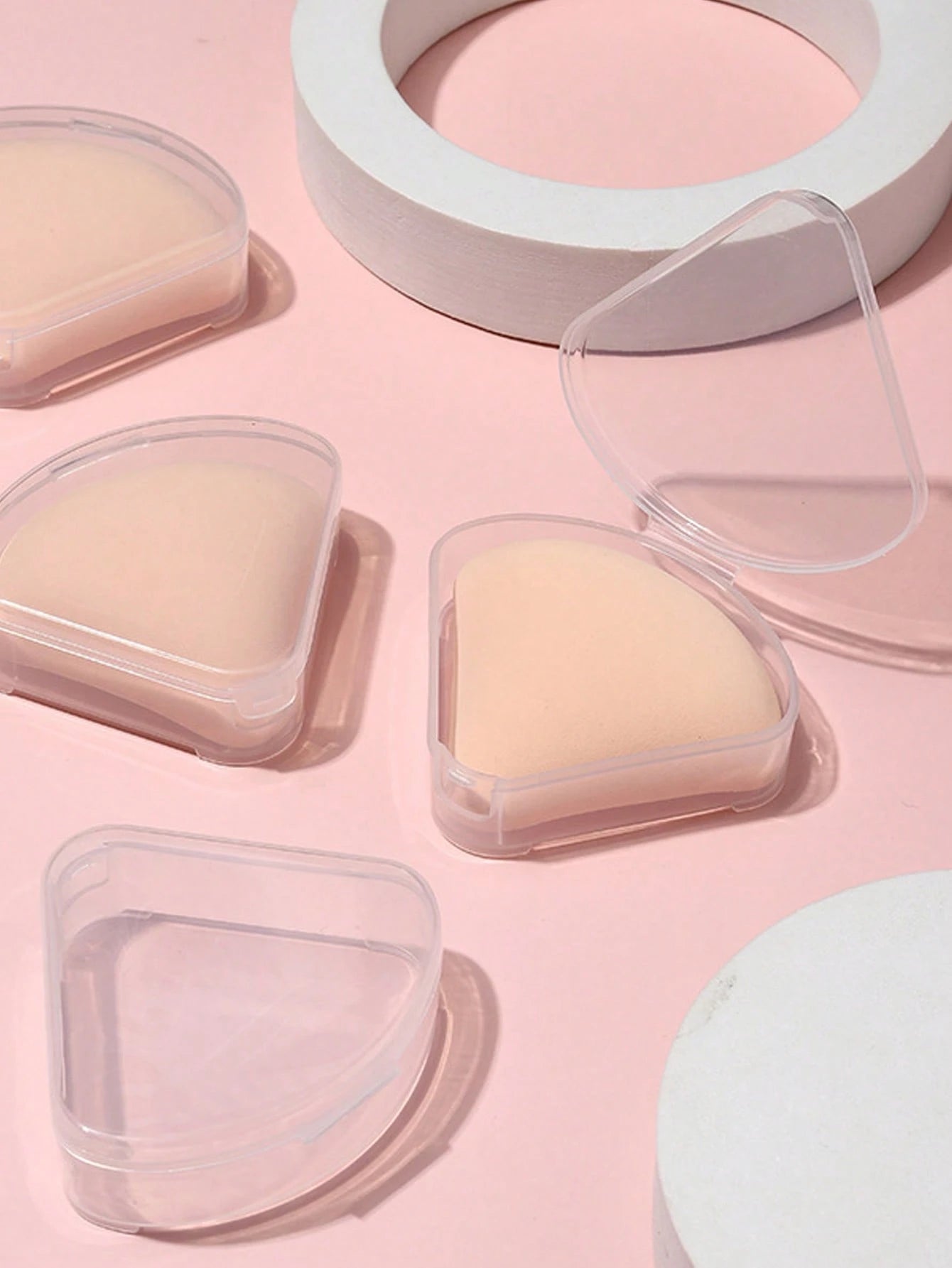 2pcs/4pcs/8pcs/Set Petal Puff Storage Box, Creative Puff Storage Box, Transparent Makeup Sponge Protective Container, Reusable Makeup Storage Box, Makeup Storage, Bathroom Storage, Bedroom Storage, Tr