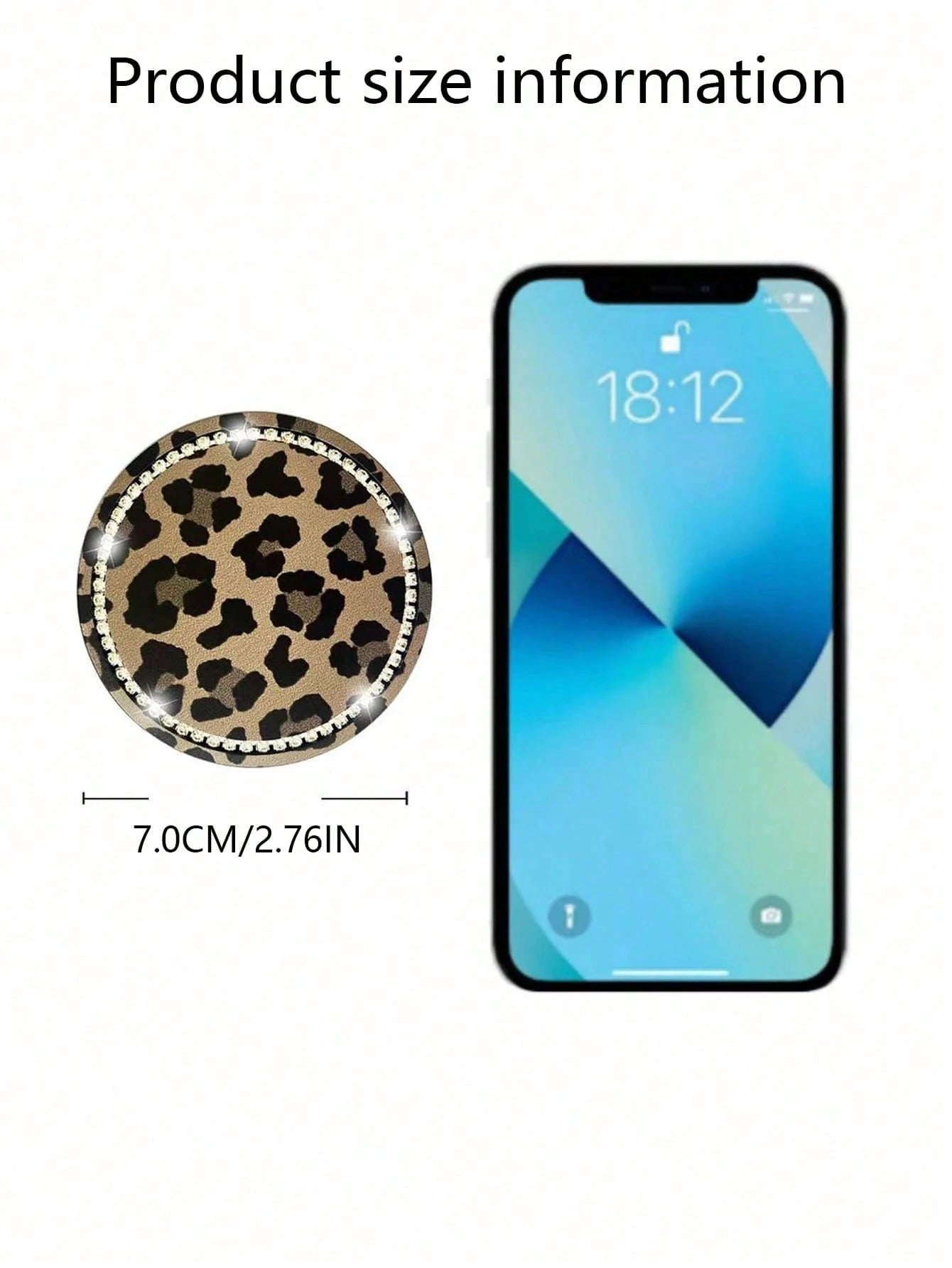 2pcs 7cm Diameter Rhinestone Leopard Print Anti-Slip Silicone Cup Coasters For Car, Bling Car Cup Holder Mats, Diamond Rim Car Coaster, Universal Car Cup Coaster, Silicone Drink Coaster, For Auto Inte