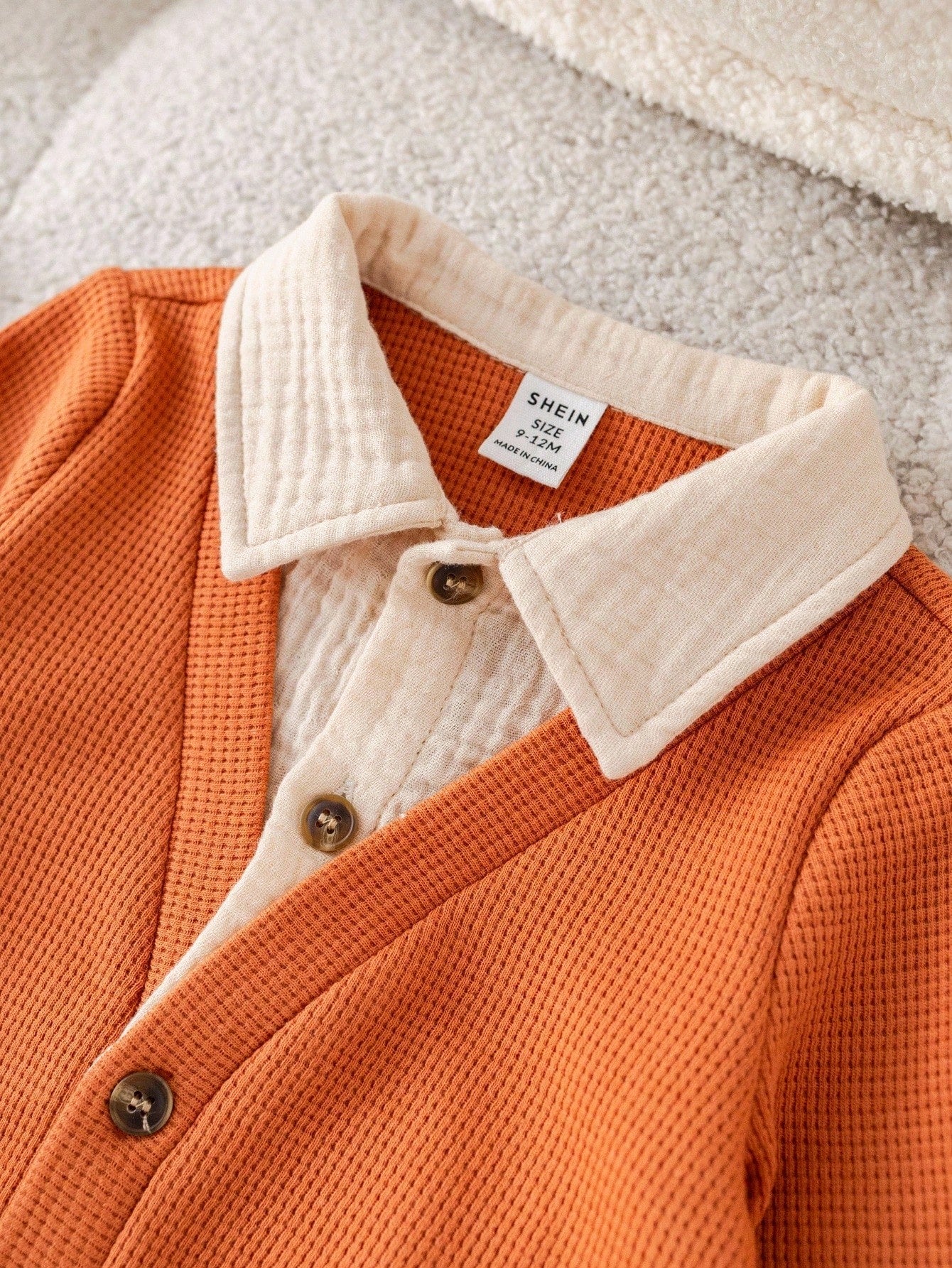2pcs Baby Boy Autumn/Winter Cute Knitted 2 In 1 Long Sleeve Top & Elastic Pants Set,Burnt Orange,Autumn,Modest,Matching Family,Back-To-School Wedding