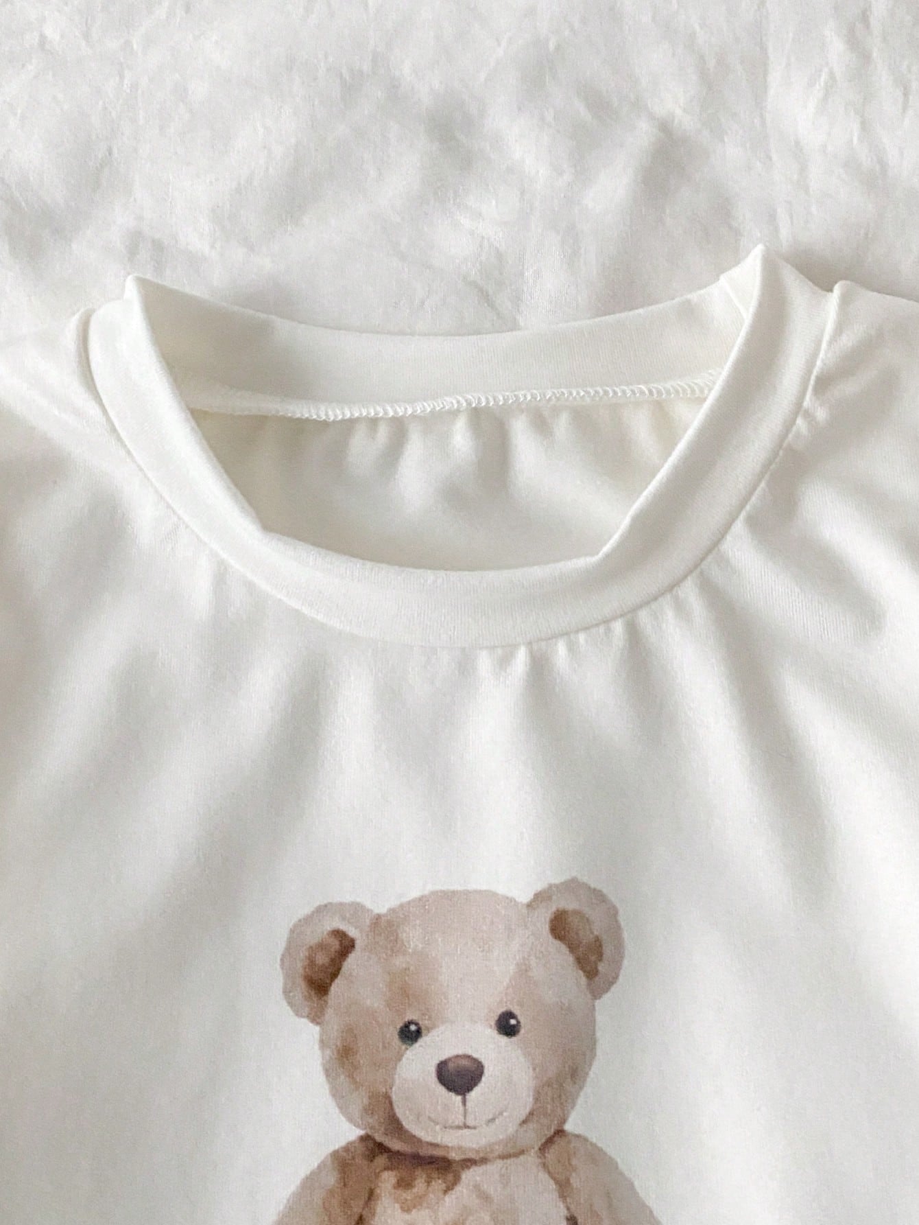 2pcs Baby Boy Cute Bear Print Gray&White Striped Short Sleeve Top And Pants Pajama Set,Summer Family Matching,Brown And White Polka Dot Sleepwear