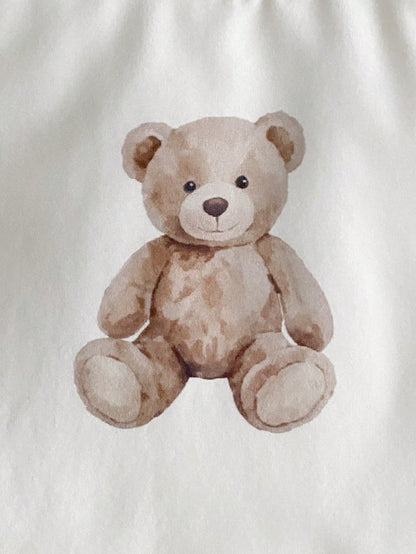 2pcs Baby Boy Cute Bear Print Gray&White Striped Short Sleeve Top And Pants Pajama Set,Summer Family Matching,Brown And White Polka Dot Sleepwear