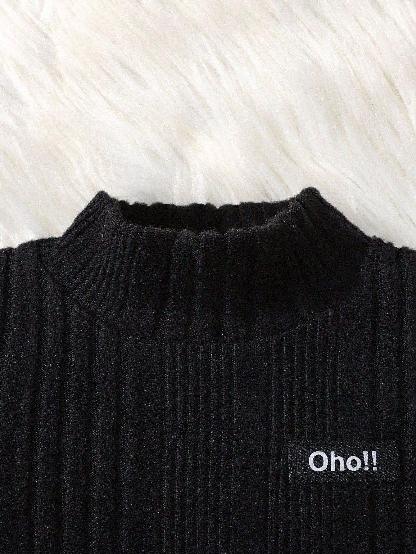 2pcs Baby Boys Black Thermal Lined Knit Long Sleeve Top & Denim Pants Set,Autumn Casual Date Outfit,Comfortable Basic Streetwear For Fall Winter