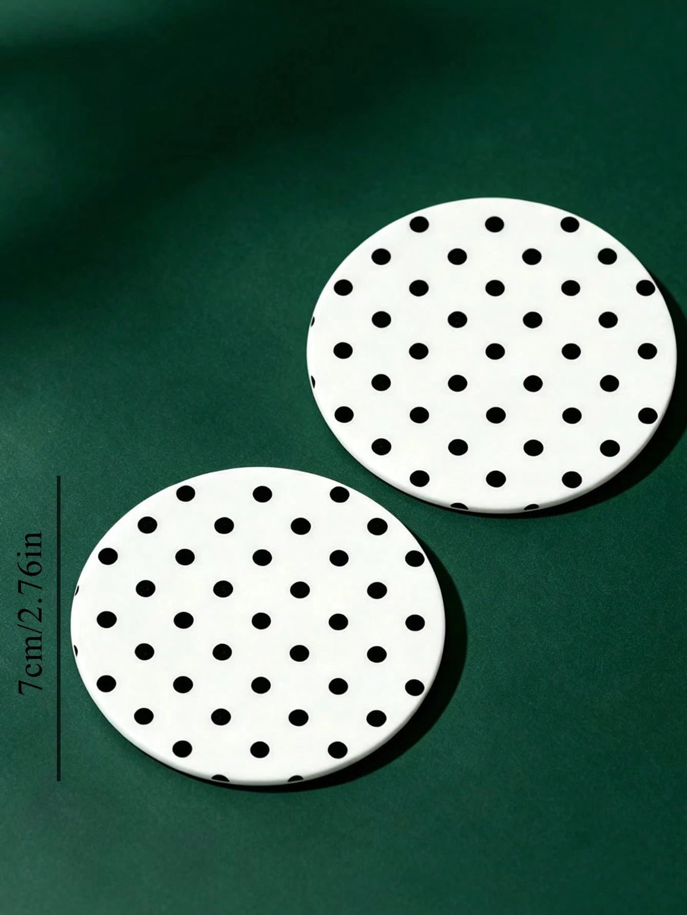 2pcs Black & White Polka Dot Cup Holder Coasters, Car Interior Decoration, Car Accessories, Non-Slip Car Beverage Mat, Unisex, Universal Drink Coaster For Car Interior, Ideal Birthday And Everyday Gif