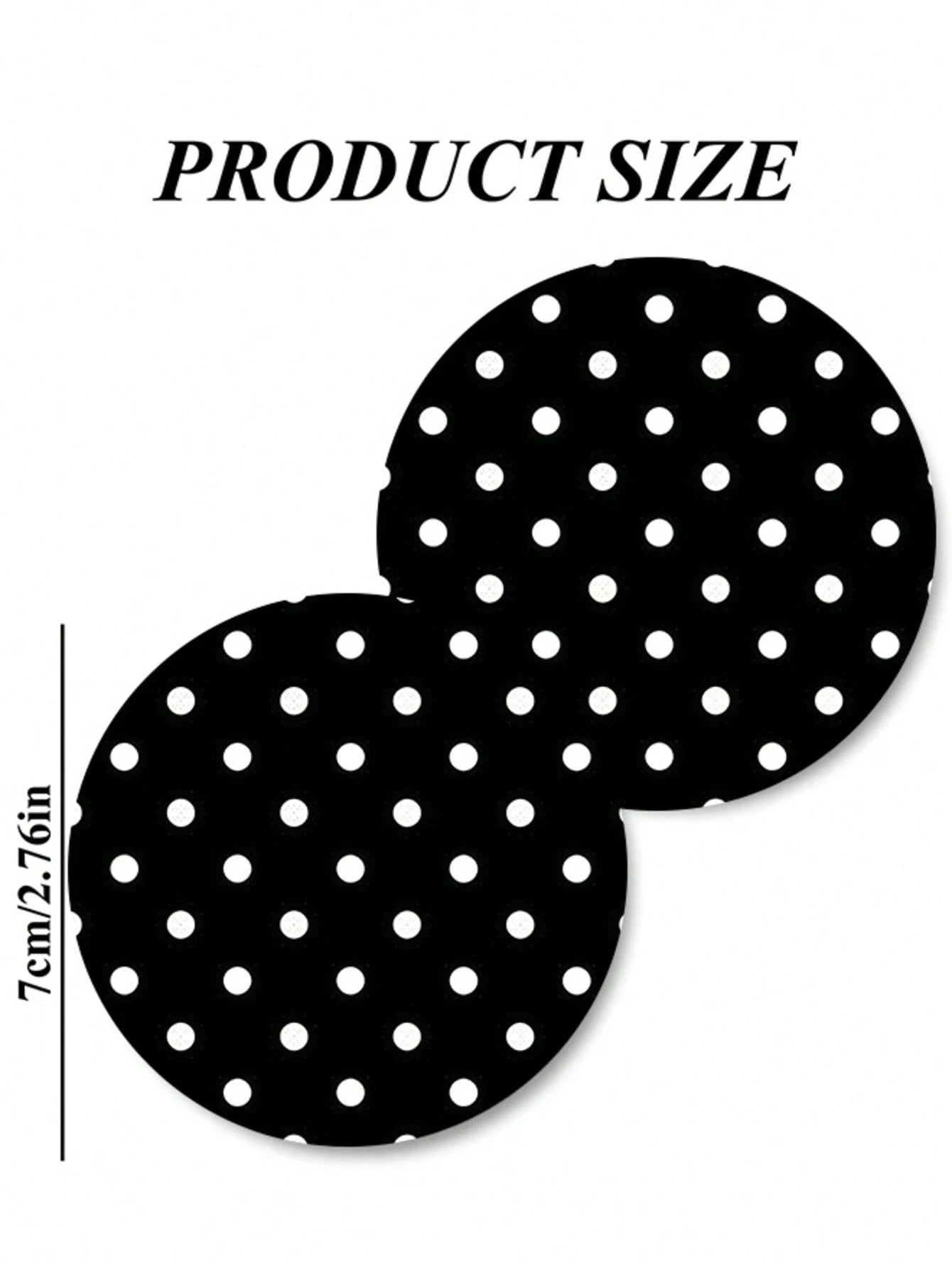 2pcs Black & White Polka Dot Cup Holder Coasters, Car Interior Decoration, Car Accessories, Non-Slip Car Beverage Mat, Unisex, Universal Drink Coaster For Car Interior, Ideal Birthday And Everyday Gif