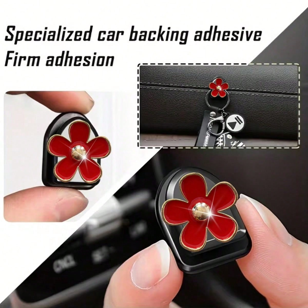 2Pcs Car Adhesive Mini Hooks, Flower Shaped Car Storage Hooks For Dashboard Storage And Home Use, Suitable For Hanging Bags, Keys, And Other Interior Decorative Accessories