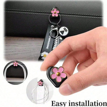 2Pcs Car Adhesive Mini Hooks, Flower Shaped Car Storage Hooks For Dashboard Storage And Home Use, Suitable For Hanging Bags, Keys, And Other Interior Decorative Accessories