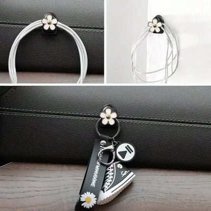 2Pcs Car Adhesive Mini Hooks, Flower Shaped Car Storage Hooks For Dashboard Storage And Home Use, Suitable For Hanging Bags, Keys, And Other Interior Decorative Accessories
