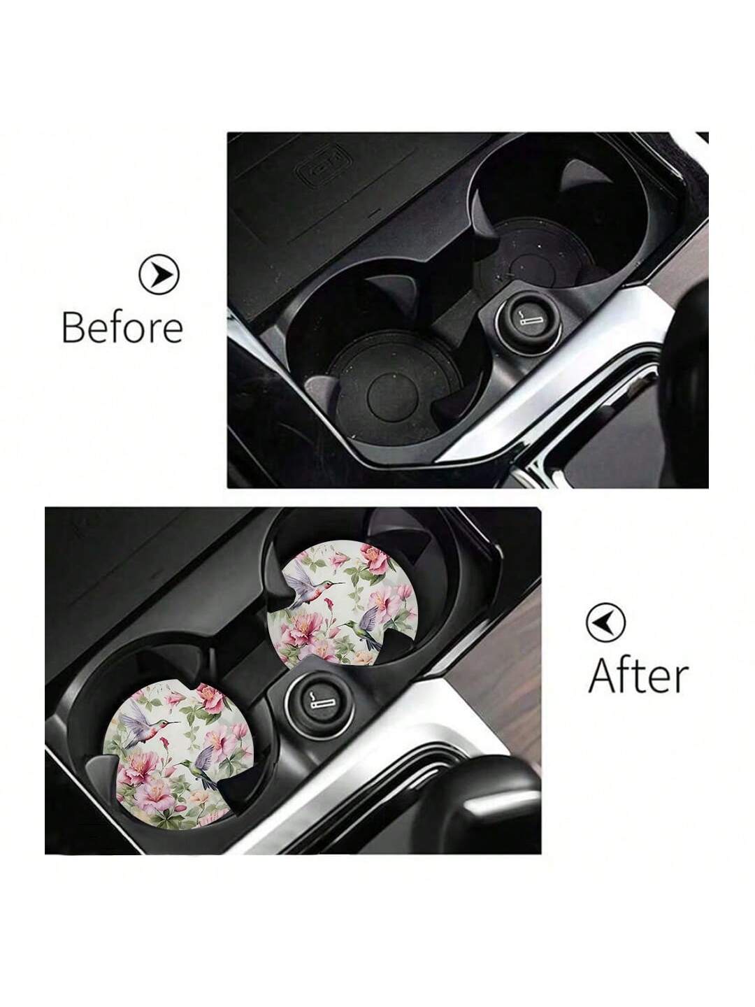 2pcs Car Cup Coaster Stylish & Durable Fast-Drying Non-Slip Car Cup Mat