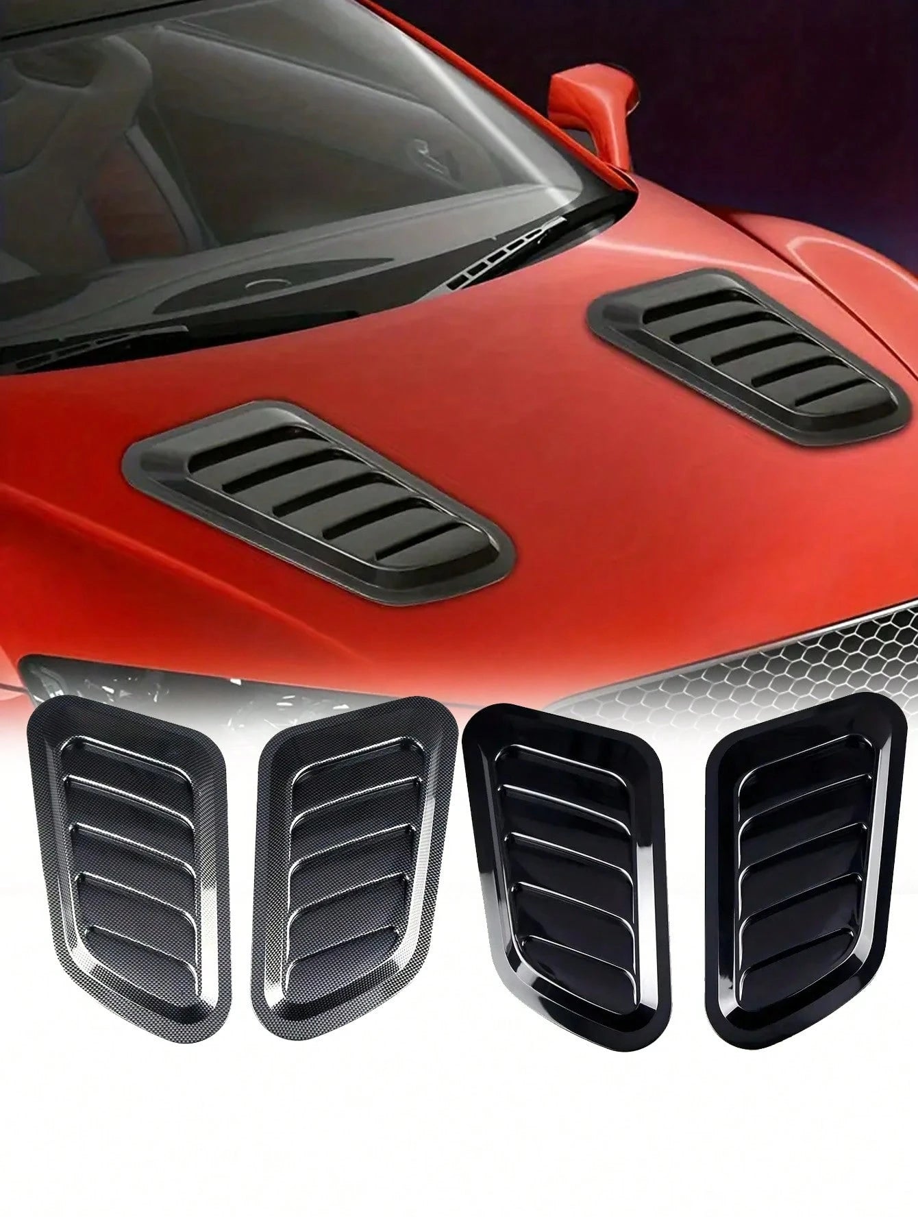 2pcs Car Engine Hood Fake Air Outlet Decoration Personalized Shark Gill Simulation Air Outlet Decoration Car Decoration Accessories ﻿