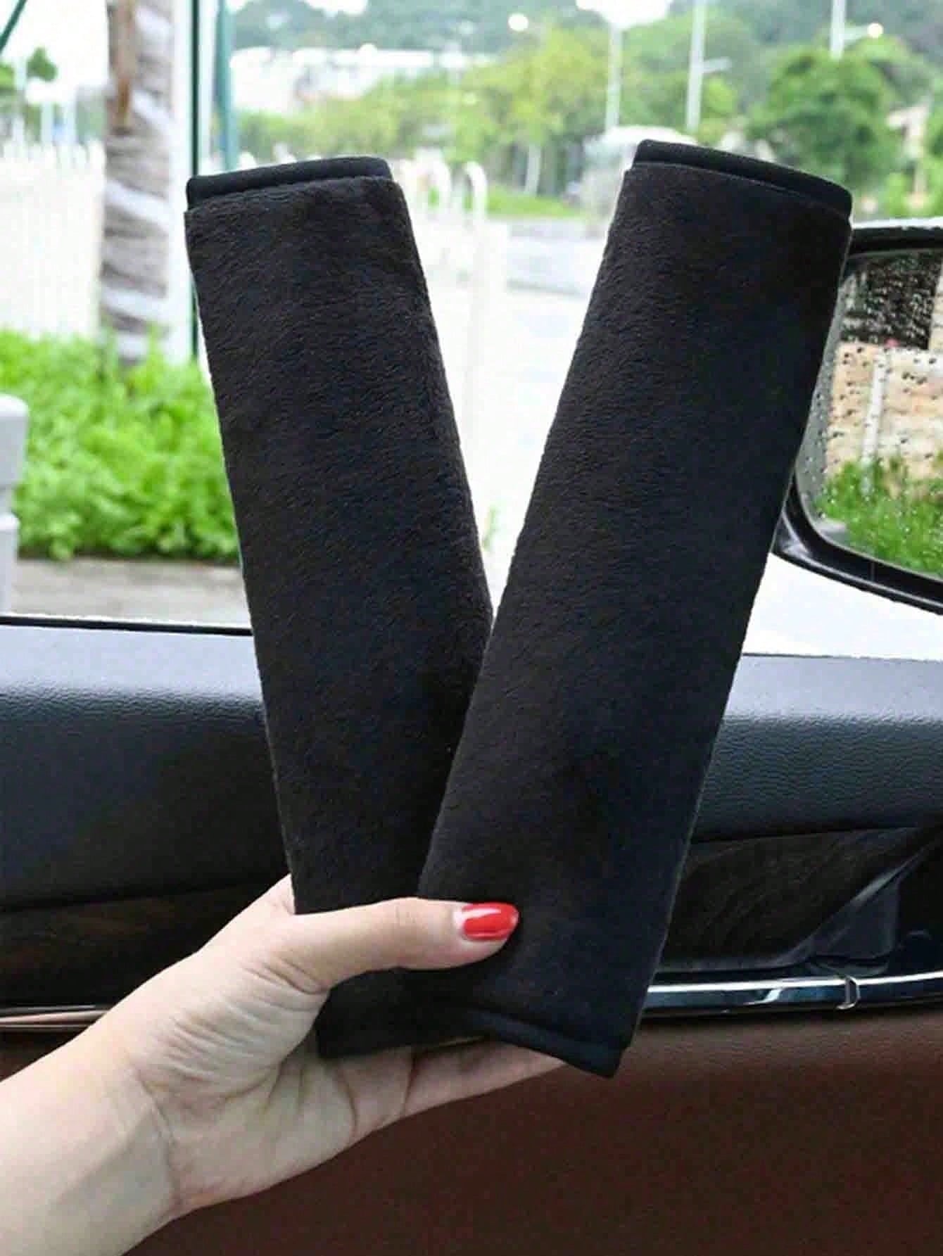 2PCS Car Plush, Faux Leather, Rhinestone, Seat Belt Shoulder Pads, Car Seat Belt Covers, Universal Creative Car Seat Belt Pads, Women's Car Accessories